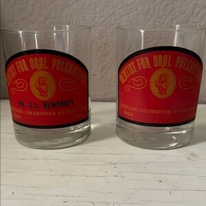 Vintage Dentist Themed Rocks Glasses with Red Design